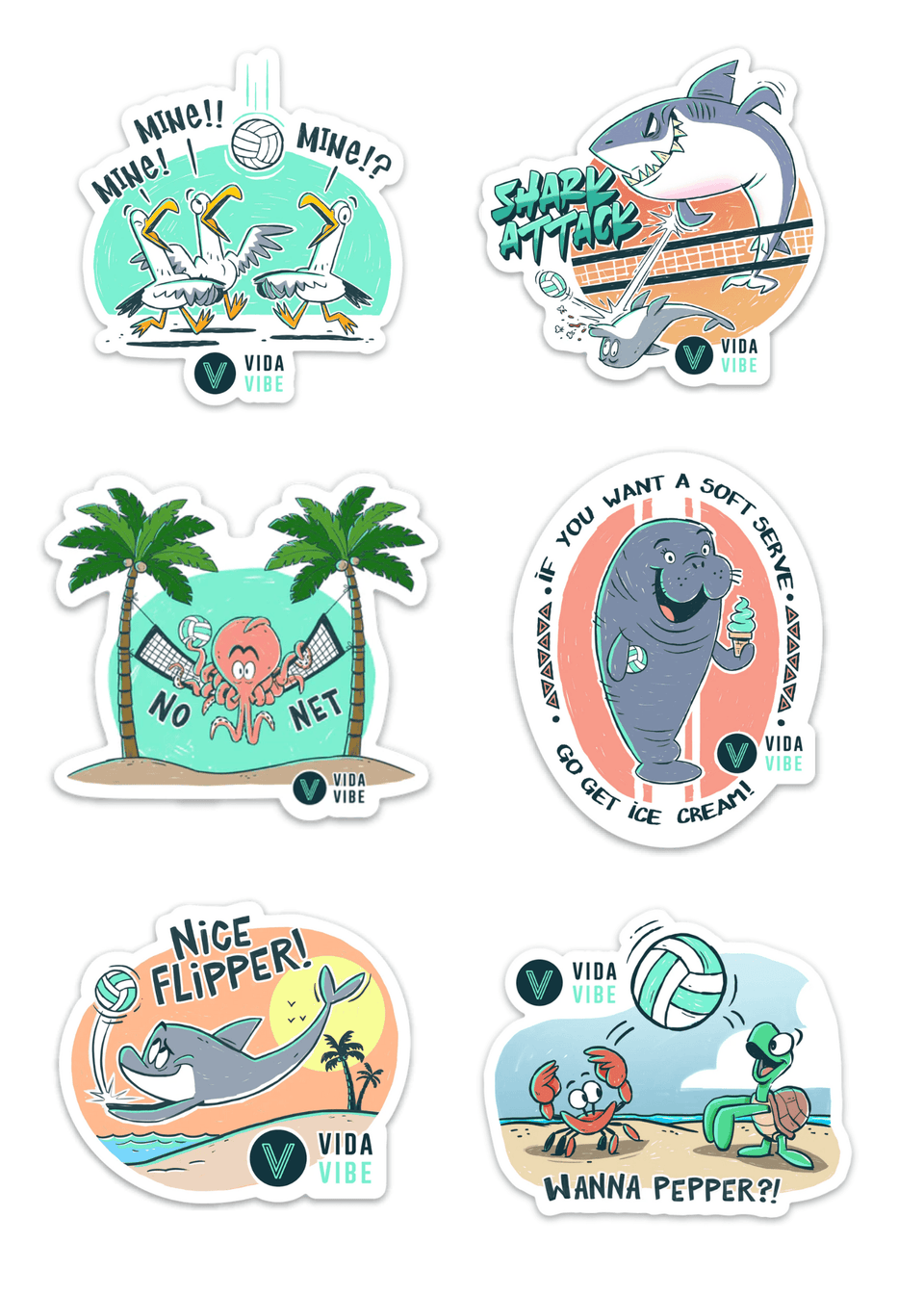 Big Kahuna Sticker Volleyball Pack